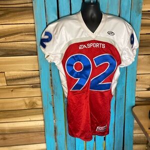 EA Sports Rawlings embroidered football jersey size large 92 red white blue